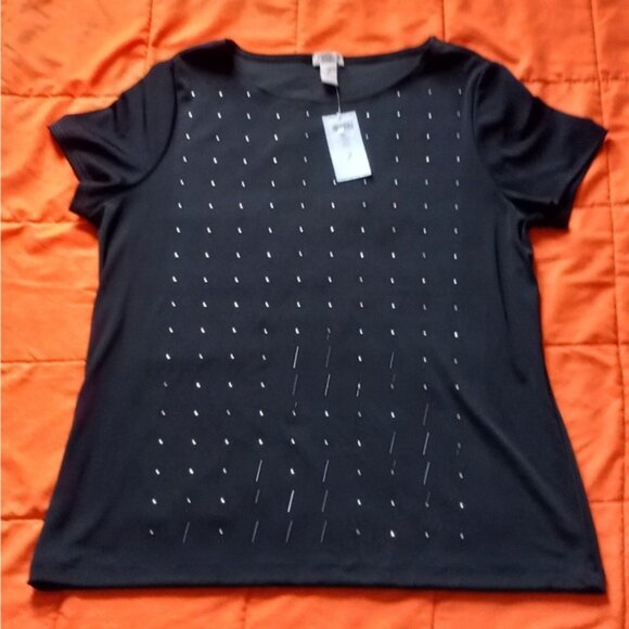 Chico's shirts Womens 2 Black Textured Stretchy easywear - Picture 1 of 4